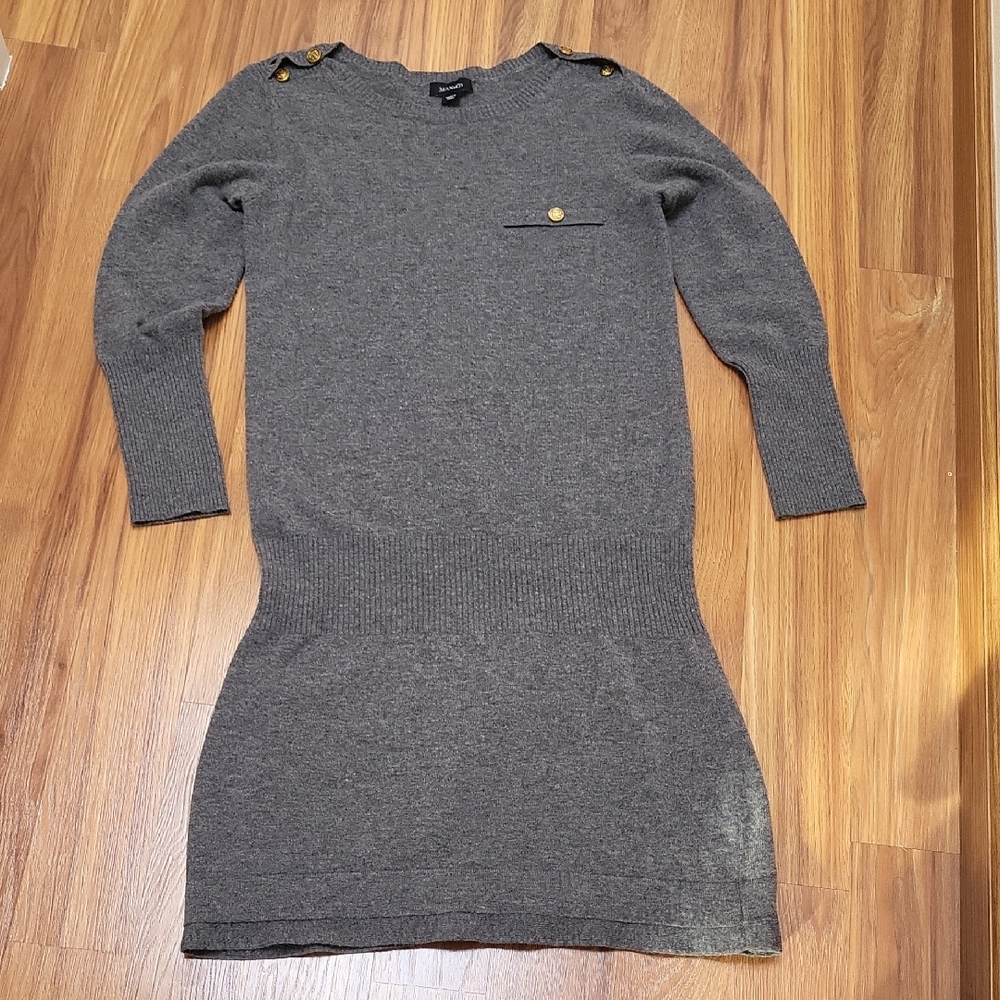 Max & Co. Gray Knit Mini  Sweater Dress. 100% Wool